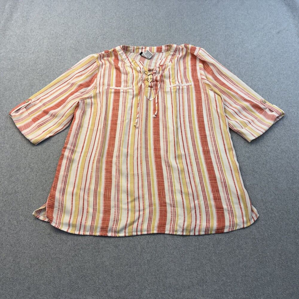 Bonworth Shirt Women's M Colorful Half Sleeve Tie Front Light Weight Mature